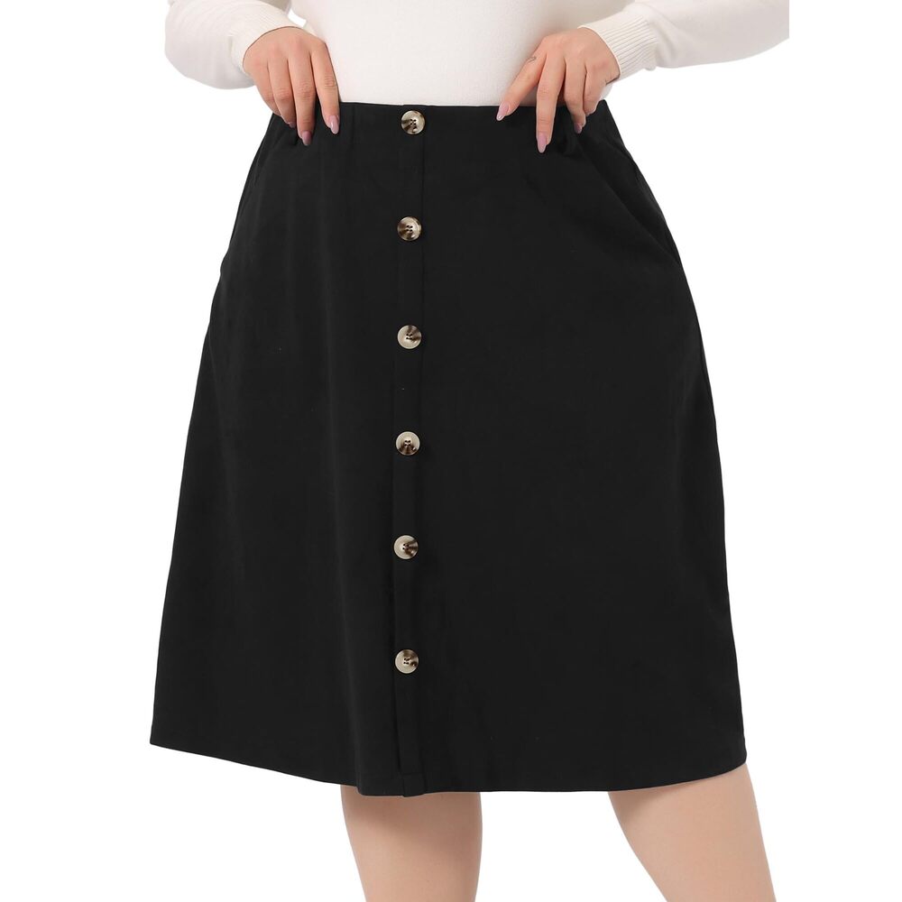 5212 Faux Suede Skirt Plus Size Elastic Waist Stretch a Line Midi Skirts